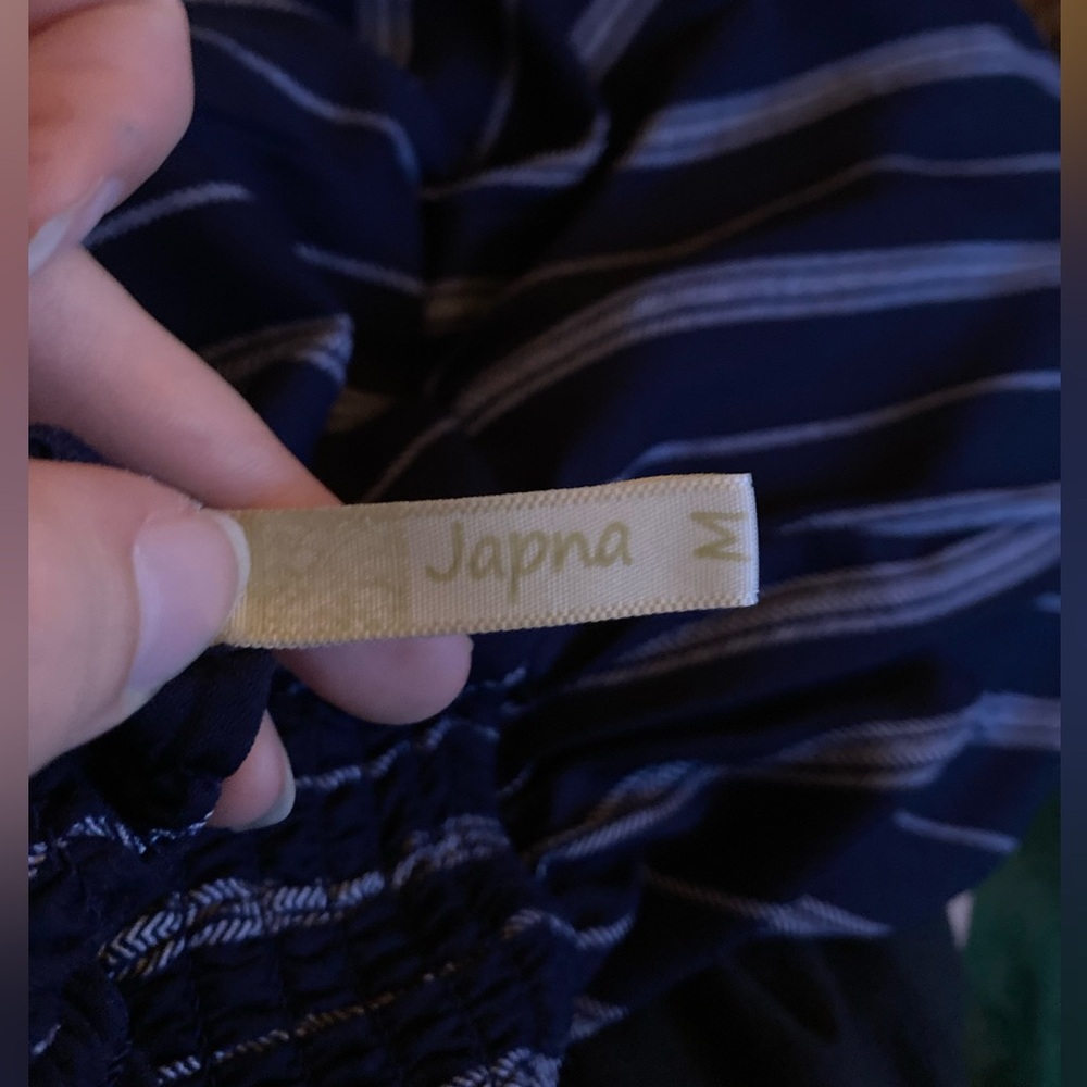 Japna Blue and White Pin-Striped Jumpsuit, Medium - Picture 5 of 6